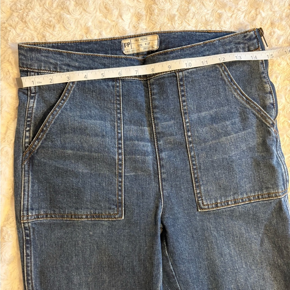 Free People High Rise Medium Wash Side Zip Denim Jeans Size 27 Boho Vtg Look - Picture 4 of 11
